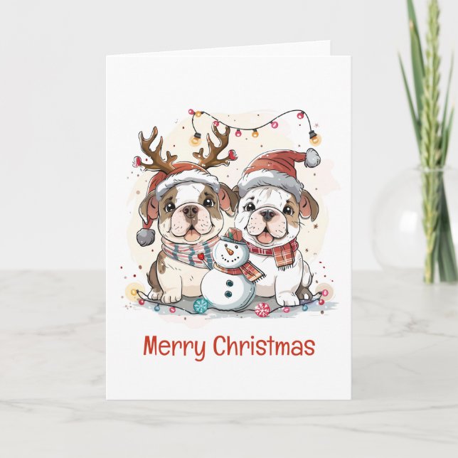 God jul Engelska Bulldog Helgkort (Framsida)
