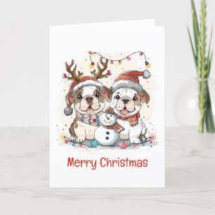 God jul Engelska Bulldog Helgkort
