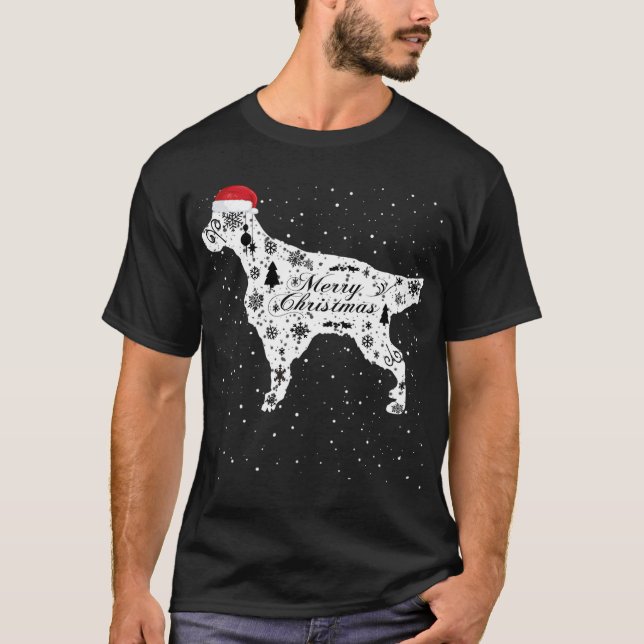God jul Engelska Setter Hund jul T Shirt (Framsida)