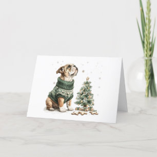 God jul English Bulldog Julgran Helgkort