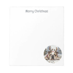 God jul English Bulldog Reindeer Anteckningsblock