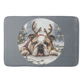God jul English Bulldog Reindeer Badrumsmatta