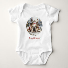 God jul English Bulldog Reindeer T Shirt