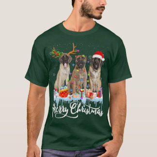 God jul English Mastiff Santa Light Reinde T Shirt