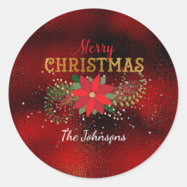 God jul English Red Vin Glass Runt Klistermärke