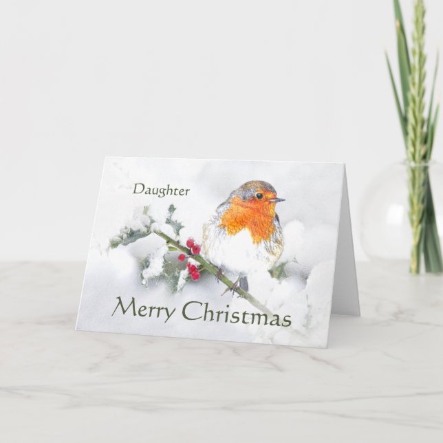 God jul English Robin DaughGarden Bird Helgkort (Framsida)