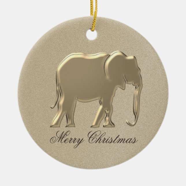 God Jul Enkel Elefant Guld Julgransprydnad Keramik (Framsidan)