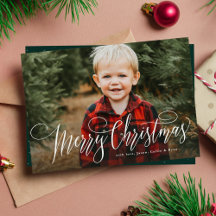 God jul enkel en-fotofamilj grön