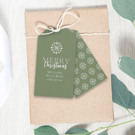 God jul Enkel Grönt Elegant Snöflake Presentetikett