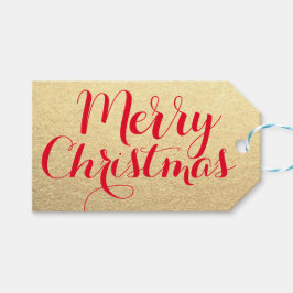 God Jul Enkel Ren Röd Grön Guld Presentetikett