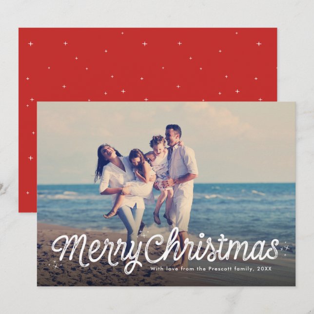 God jul enkel retro skript en bild julkort (Fram/baksida)