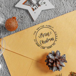 God jul Enkel runda familj Namn Stämpel