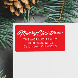 God jul, enkel skript röd returadress adressetikett