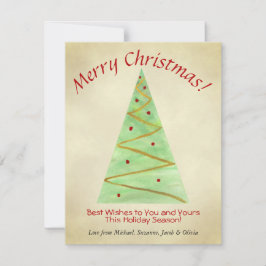 God jul! Enkel vattenfärg Julgran Julkort