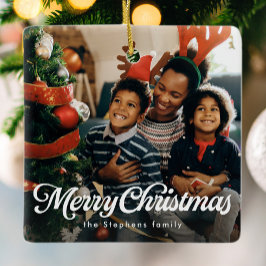 God jul, enkelt klassiskt ett foto-helgdag julgransprydnad keramik