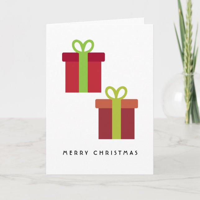 God jul enkla, minimalistfällor, röd kort (Framsida)