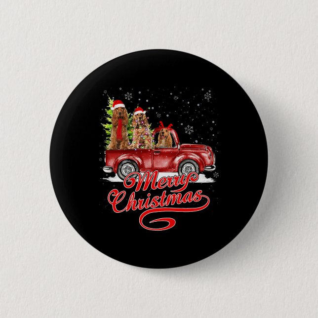 God jul er spanel Hundar Santa Reindeer Red Knapp (Framsida)