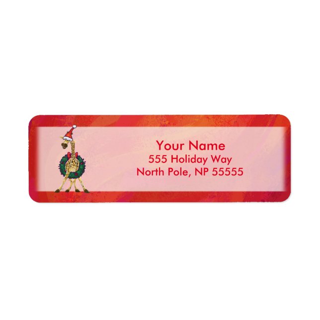 God jul - etikett för Giraffe Returadress Etikett (Framsidan)