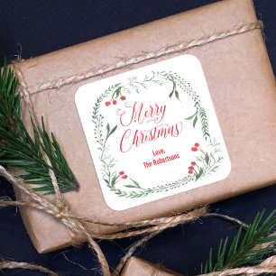 God jul-etiketter, gift-Märkre, Helgdag-behandling Fyrkantigt Klistermärke