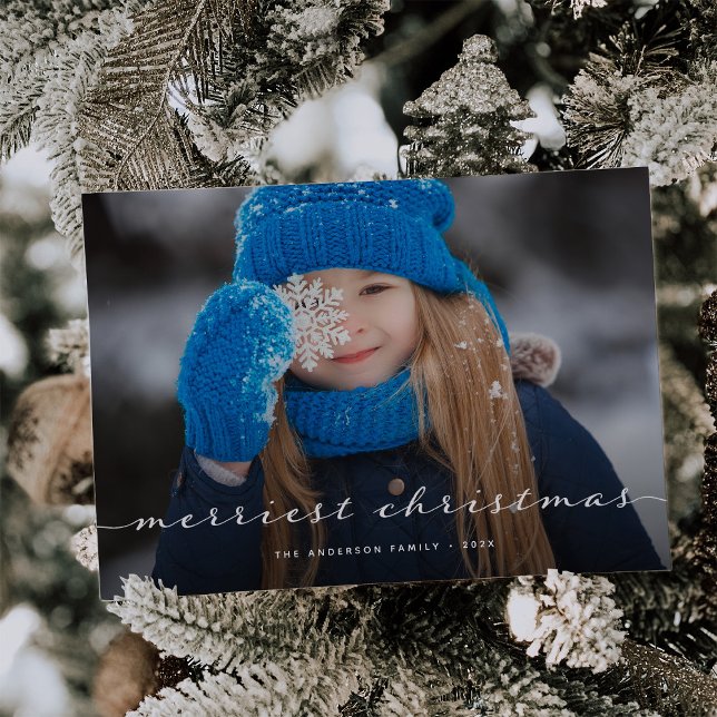 God jul | Ett fotoskript för Elegant överlägg Julkort (A Christmas photo card with an elegant script overlay)