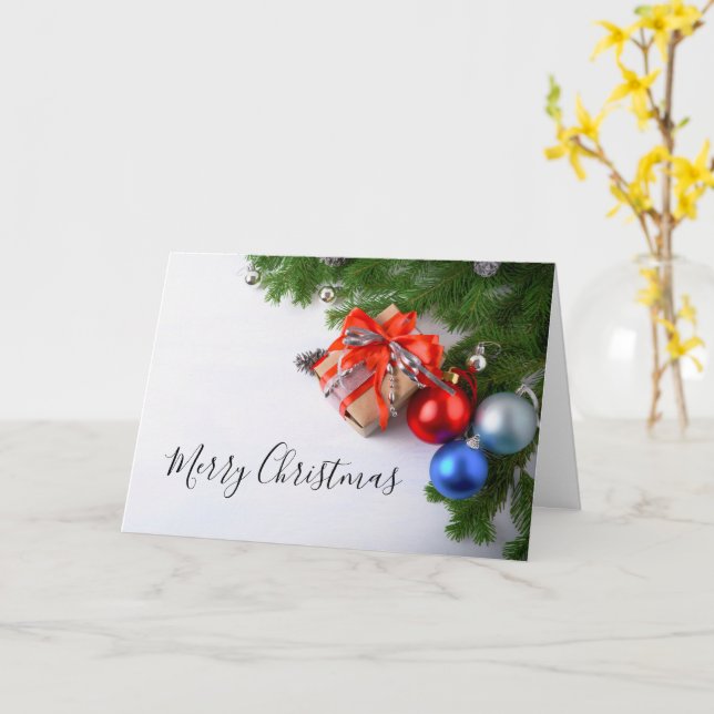 God Jul Evergreen Juldekorationer Present Kort (Gul blomma)