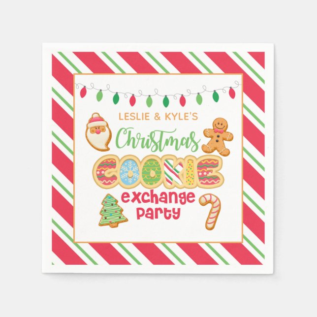 God jul, Exchange Party Napkin - White BKd Pappersservett (Framsidan)