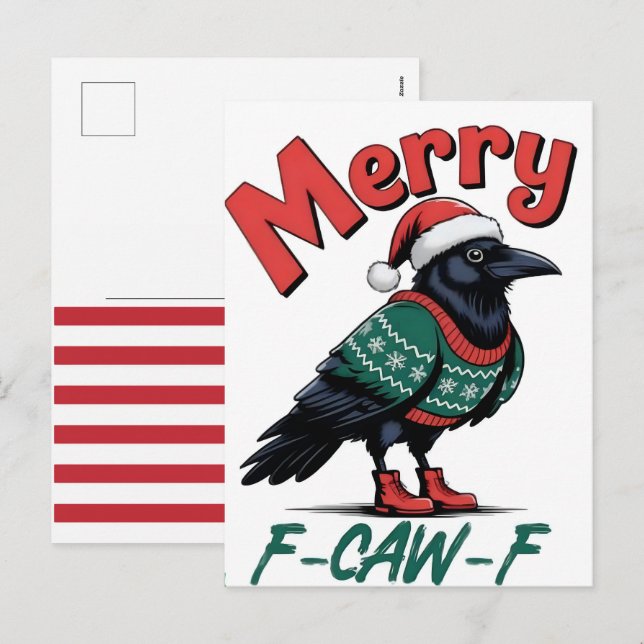 God jul, F-Caw-F kyckling 2025 Helg Vykort (Fram/baksida)