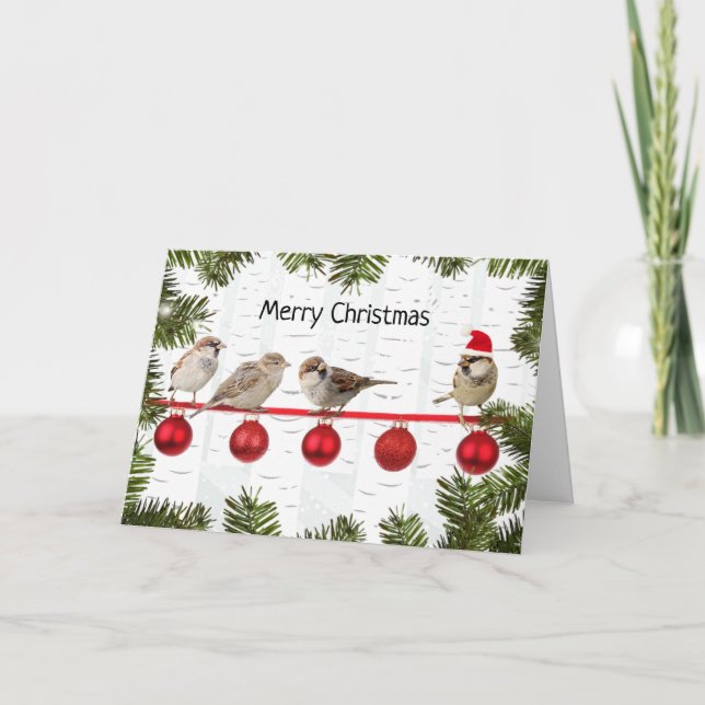God jul fåglar på en lam helgkort (Framsida)