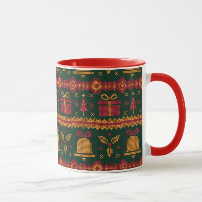 God jul Fair Isle Knitting Mönster Red Mugg (Höger)