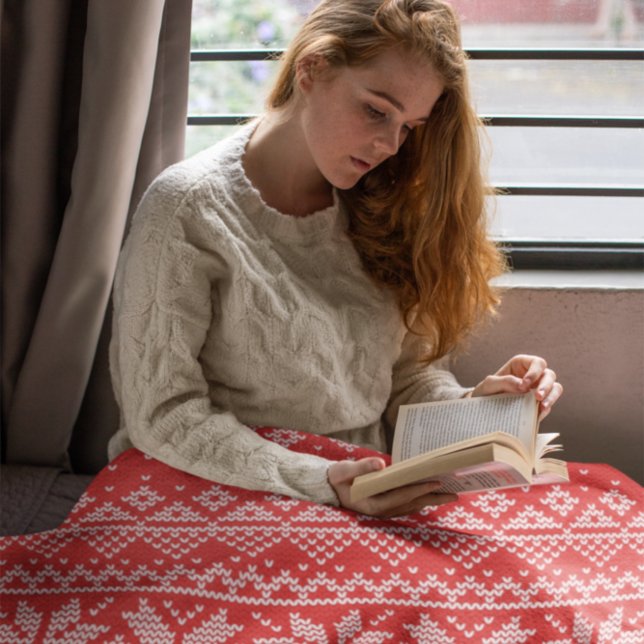 God jul Fair Isle Red & White Filt (Skapare uppladdad)
