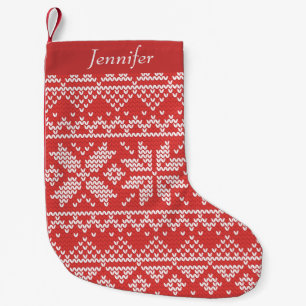 God jul Fair Isle Red & White Liten Julstrumpa