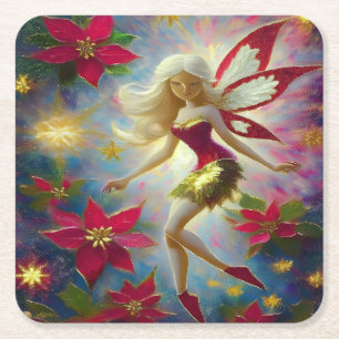 God Jul - Fairy Collection - Platinum Blonde Hair Underlägg Papper Kvadrat