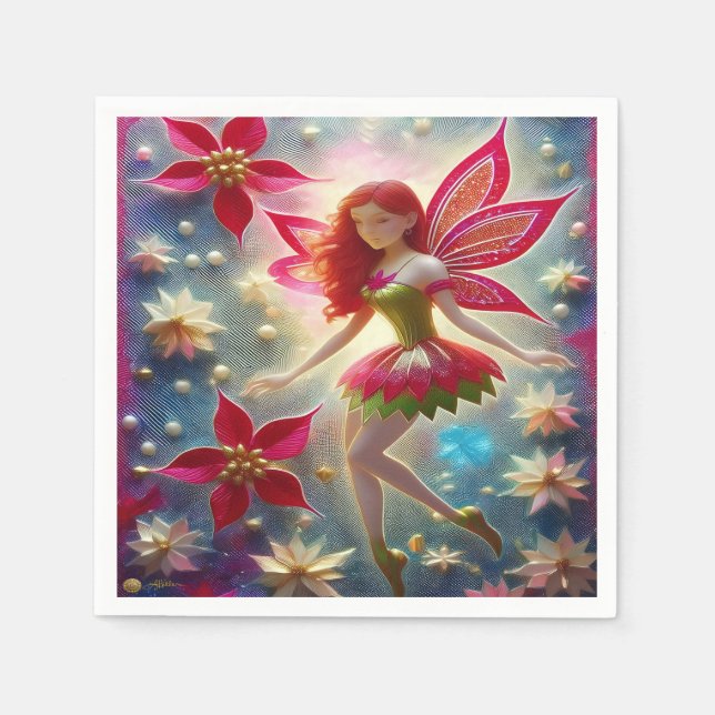 God Jul - Fairy Collection - Red Hair Pappersservett (Framsidan)