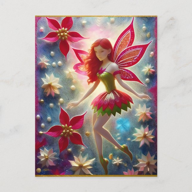 God Jul - Fairy Collection - Red Hair Vykort (Framsida)