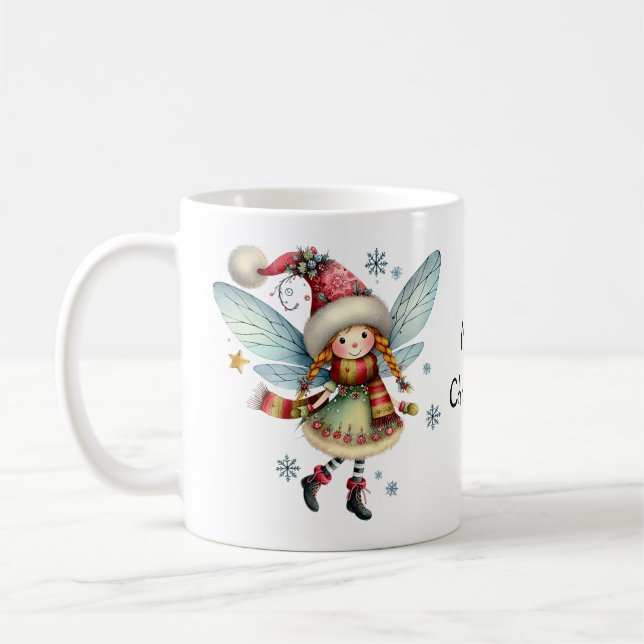 God Jul Fairy i en julklapp Kaffemugg (Vänster)