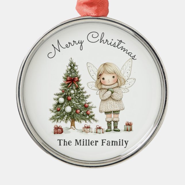 God jul Fairy och Träd Personlig Gift Julgransprydnad Metall (Framsidan)