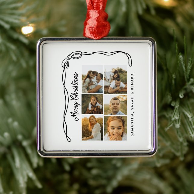 God jul familj 6 bilder julgransprydnad metall (Träd)