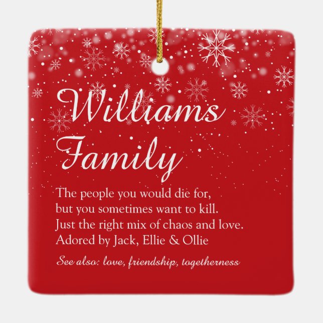 God Jul Familj Definition Elegant Skrift Julgransprydnad Keramik (Baksida)