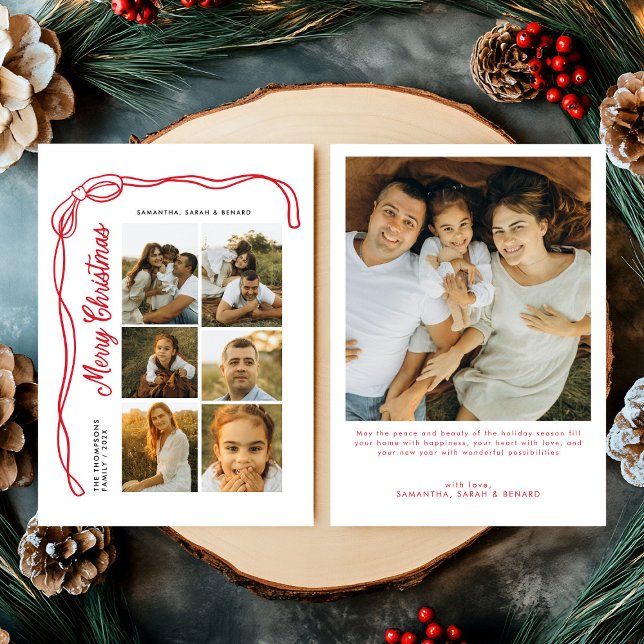 God jul familj med rosett 7 bilder julkort (Skapare uppladdad)