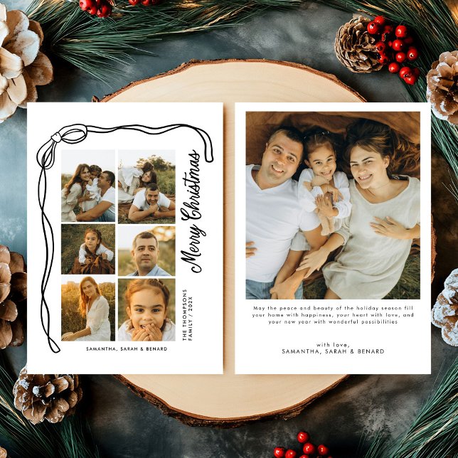 God jul familj med sju bilder julkort (Skapare uppladdad)