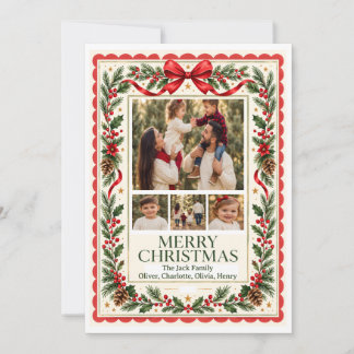 God jul familj multi foto collage högtid inbjudningar