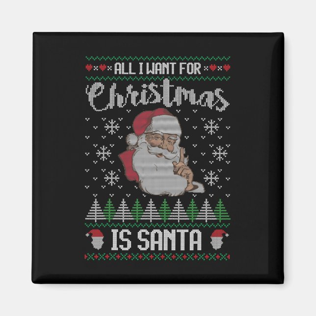 God jul - Familj Pajama Shirt med Santa Magnet (Framsidan)