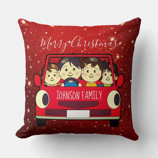 God jul Familj Resa Kudde (Framsida)