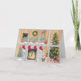 God jul familjefartyg Fireplace Träd Gifts Kort