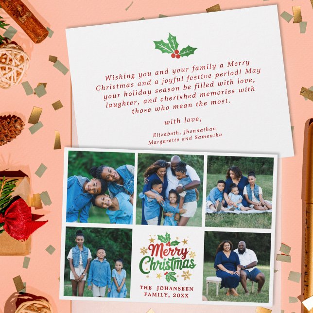 God Jul Familjefoto Collage Julbär Julkort (Skapare uppladdad)