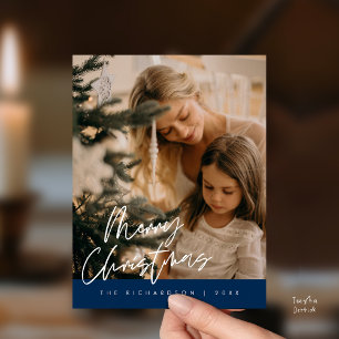 God Jul Familjefoto Elegant Typografi Vykort