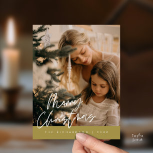 God Jul Familjefoto Elegant Typografi Vykort