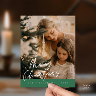 God Jul Familjefoto Elegant Typografi Vykort