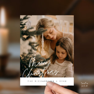 God Jul Familjefoto Elegant Typografi Vykort