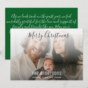 God Jul Familjefoto Enkel Grön Julkort
